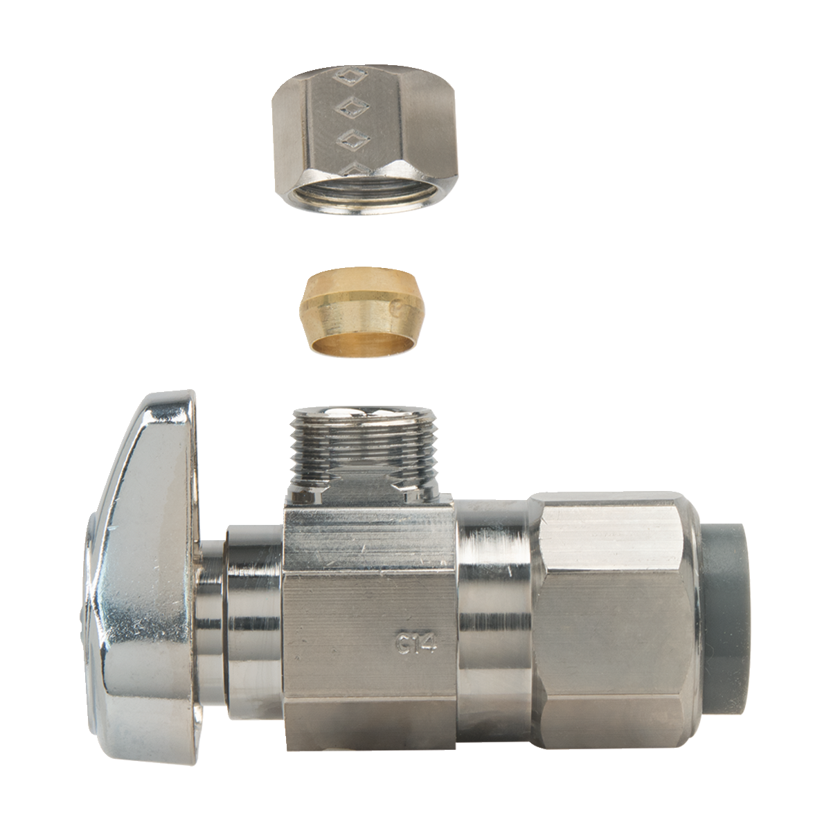 1/2 in. Nom Push Connect x 3/8 in. O.D. Comp Angle Stop BrassCraft